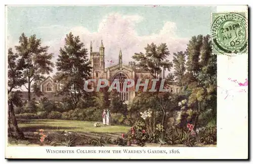 Grande Bretagne Great BRitain Cartes postales Winchester college from the warden&#39s garden 1816