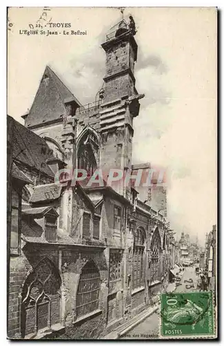Troyes Cartes postales L&#39eglise Saint Jean Le beffroi