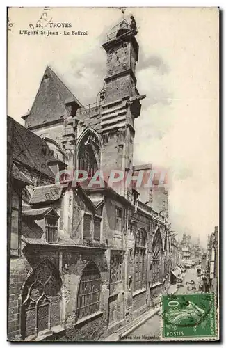 Troyes Cartes postales L'eglise Saint Jean Le beffroi