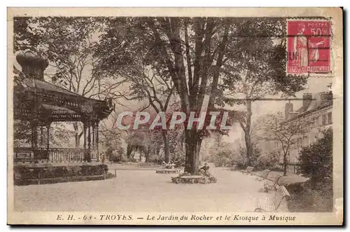 Troyes - Le Jardin du Rocher et le Kiosque a Musique - Ansichtskarte AK