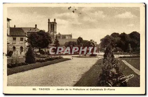 Troyes Ansichtskarte AK Jardin de la prefecture et cathedrale Saint Pierre