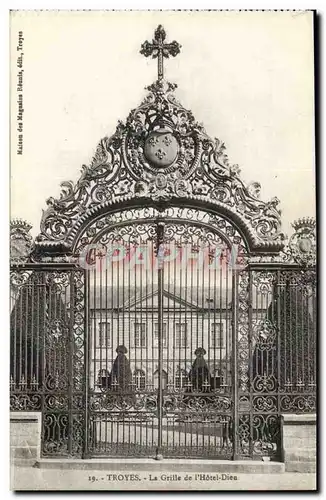 Troyes Cartes postales la grille de l'hotel Dieu