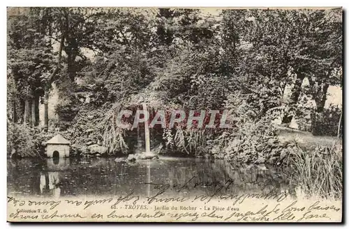 Troyes Cartes postales Jardin du rocher La piece d'eau
