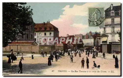 Troyes Cartes postales La rue Turenne a la sortie des Usines