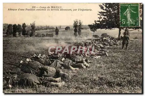 Cartes postales Camp de Mailly Attaque d'une position ennemie en terrain decouvert par l'infanterie