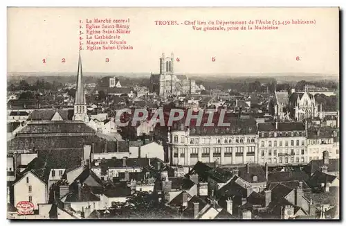 Troyes Cartes postales Vue generale prise de la Madeleine