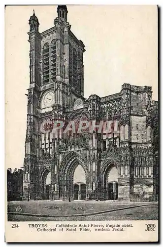 TRoyes Cartes postales Cathedrale Saint Pierre Facade ouest