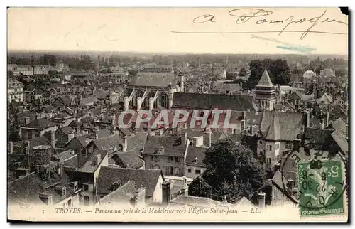 TRoyes Cartes postales Panorama pris de la madeleine vers l&#39eglise Saint Jean