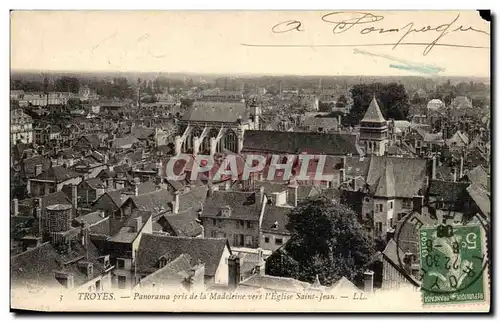 TRoyes Cartes postales Panorama pris de la madeleine vers l'eglise Saint Jean