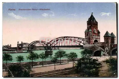 Ansichtskarte AK Mainz Rheinbrucke Mainz Wiesbaden