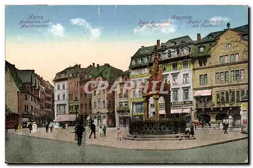 Ansichtskarte AK Mainz Markplatz und Marktbrunnen