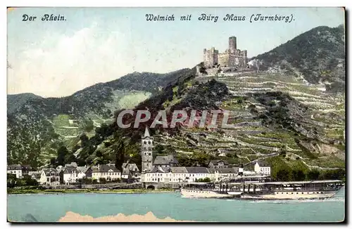 Cartes postales Der Rhein Welmich mit Burg Maus (Turmberg)