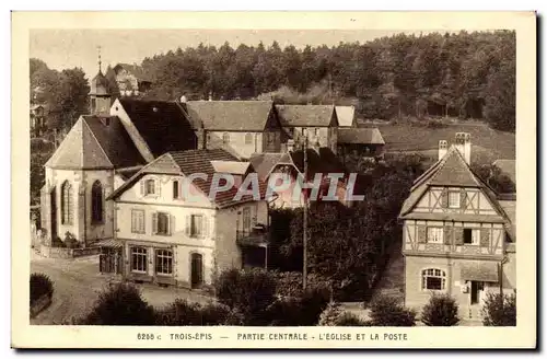 Trois Epis Cartes postales Partie centrale L&#39eglise et la Poste