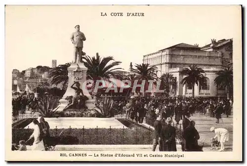 Cannes Cartes postales La statue Edouard VII et casino municipal