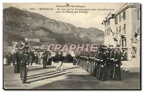 Monaco Cartes postales Revue de la compagnie des carabiniers sur la place du palais