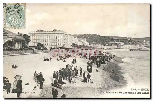 Nice - la Plage et Promenade du Midi - Ansichtskarte AK