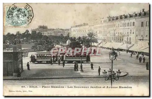 Nice Cartes postales Place Massena Les nouveaux jardins et avenue Massena