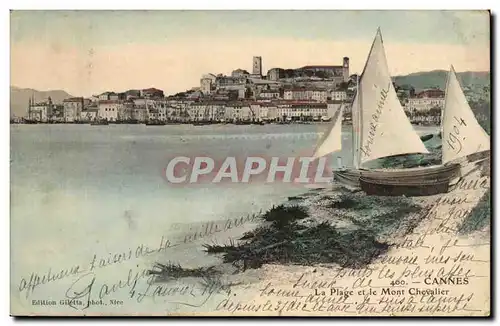 Cannes Cartes postales La plage et le Mont Chevalier