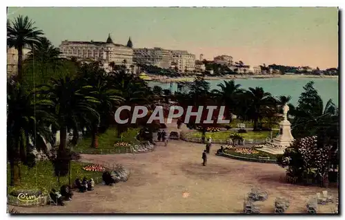 Cannes Ansichtskarte AK Les jardins La statue Edouard VII Les grands hotels