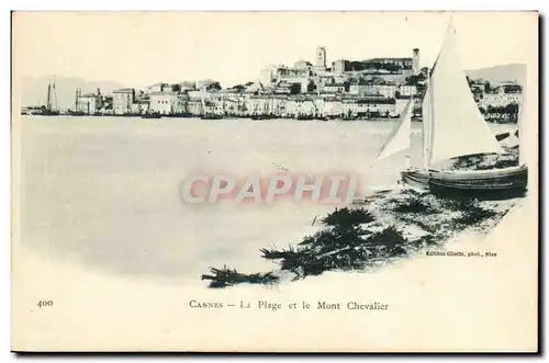 Cannes Cartes postales la plage et le Mont Chevalier