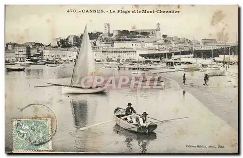 Cannes Cartes postales La plage et le mont Chevalier