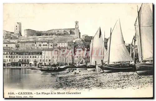 Cannes Cartes postales la plage et le mont Chevalier