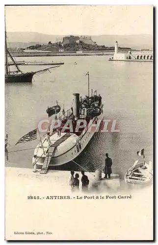 Antibes - Le Port et Le Fort Carre - Ansichtskarte AK Bateau guerre