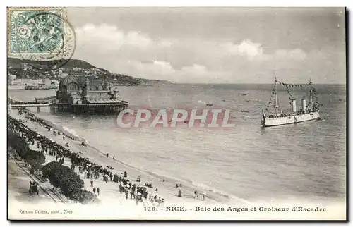 Nice Cartes postales Baie des anges et croiseur d&#39escadre