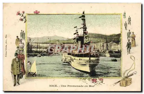 Nice - Une promenade en Mer - rare - Cartes postales