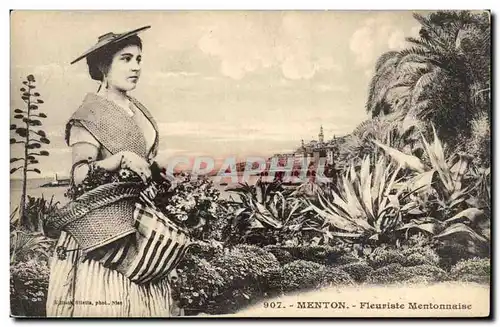 Menton - Fleuriste Mentonnaise - Femme - Fantaisie - Cartes postales