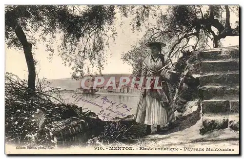 Menton - Etude Artistique - Paysanne Mentonnaise - Femme - Fantaisie - Cartes postales