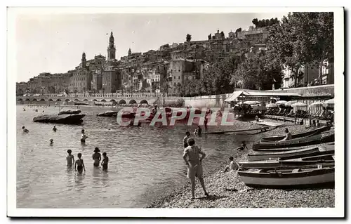 Menton - Caravan - La Plage les Sablettes et la Vieille Ville - Cartes postales