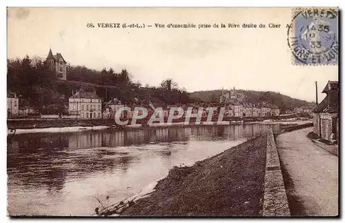 Veretz - Vue d&#39ensemble - pris de la Rive droite du Cher - Ansichtskarte AK