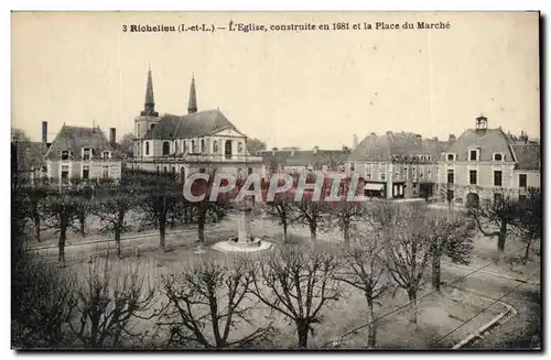Richelieu - L&#39Eglise construite en 1681 et la Place du Marche - - Ansichtskarte AK