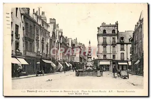 Tours - Fontaine Beaune - Place du Grand Marche - Cartes postales