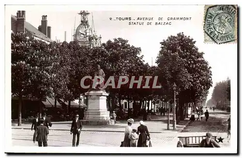 Tours - Avenue de Grammont - Statue de Balzac - Cartes postales