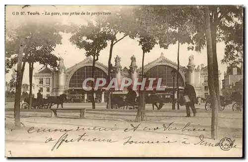 Tours - la gare vue prise de la prefecture - Cartes postales