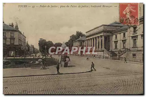 Tours - Palais de Justice et Place du Palais de Justice - Boulevard Beranger - Ansichtskarte AK