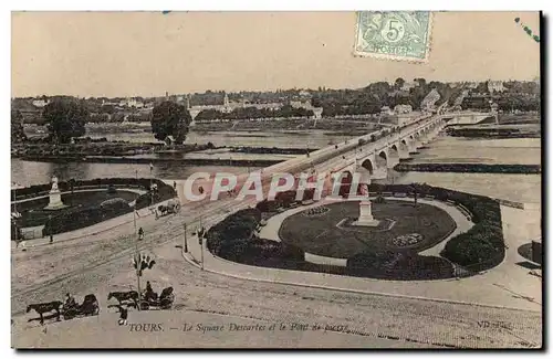 Tours Ansichtskarte AK Le square Descartes et le pont de pierre