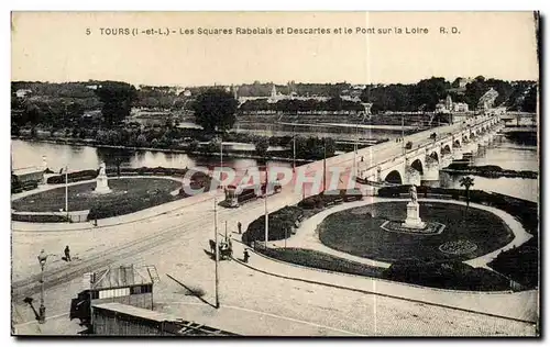 Tours Ansichtskarte AK Les squares Rabelais et Descartes et le pont sur la Loire