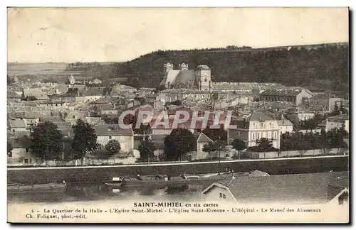 Saint Mihiel - en six cartes - Le Quartier de la Halle - L'Eglise - Cartes postales