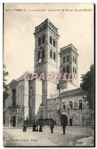 Verdun - cathedrale vue prise de la rue Porte Chatel - Ansichtskarte AK