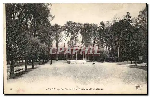 Noyon Cartes postales Le cours et le kiosque de musique