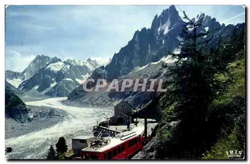 Moderne Karte Chamonix mont Blanc Le chemin de fer du Montenvers La mer de glace les grandes Jorasses la dent