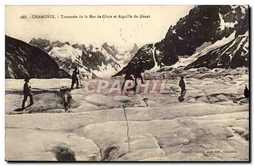 Cartes postales Chamonix Traversee de la mer de glace et aiguille du geant (ski alpinisme)