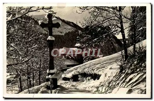 Cartes postales moderne Abondance Le calvaire l&#39abbaye et la pointe de Fremoux en hiver