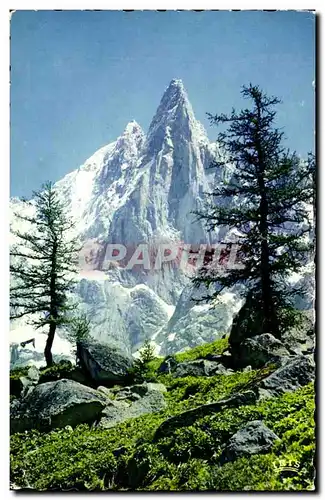 Chamonix mont Blanc Moderne Karte les Drus et l&#39aiguille verte depuis le Montenvers