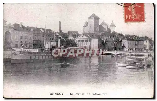 Annecy Cartes postales Le port et le chateau fort (bateau)