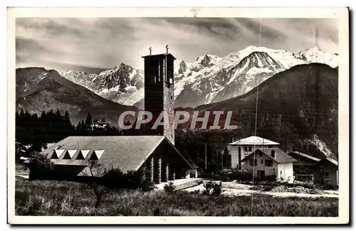 Cartes postales moderne Plateau d&#39Assy L&#39eglise et le Mont Blanc