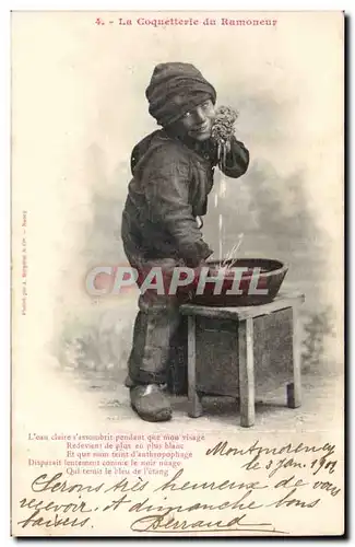 Cartes postales Fantaisie La coquetterie du ramoneur (enfant metier)